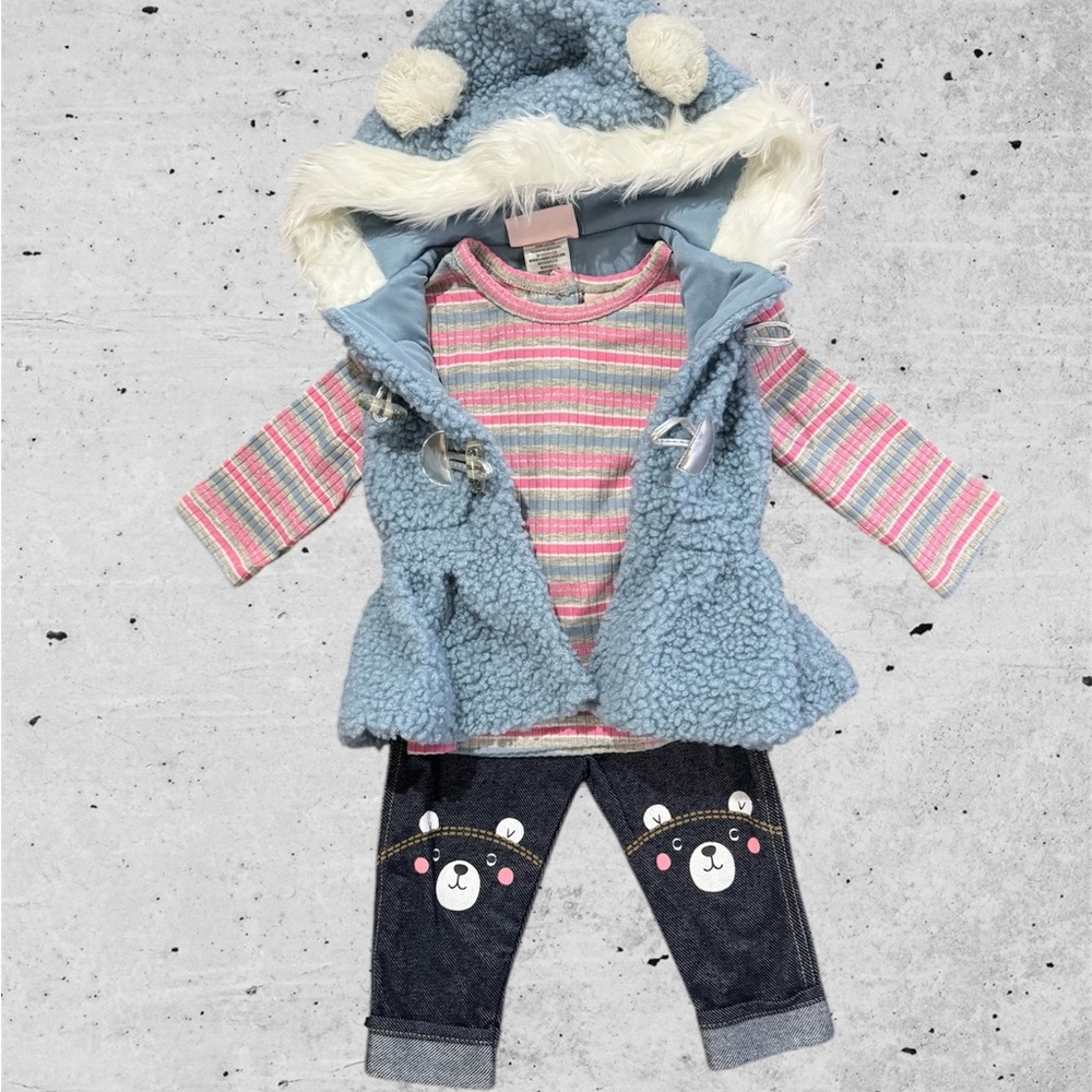 LITTLE LASS PINK AND BLUE STRIPED SET